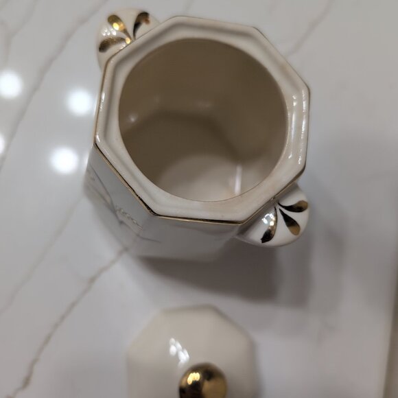 Vintage Midcentury Modern Harkerware Golden Wheat Sugar Jar MCM - Picture 5 of 5